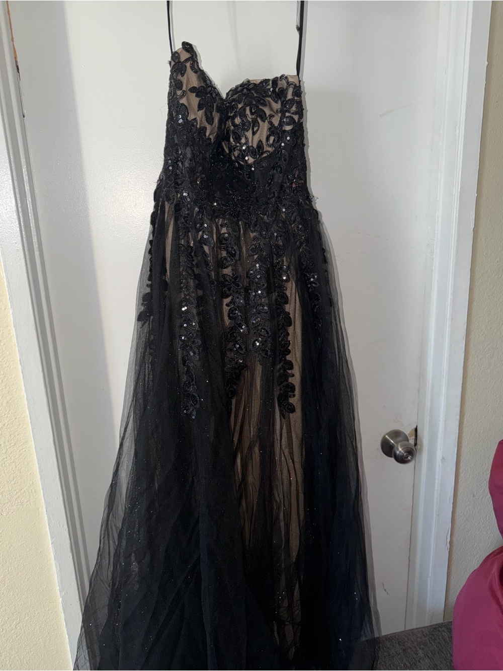 Windsor Black Embroidered Tulle Prom Dress